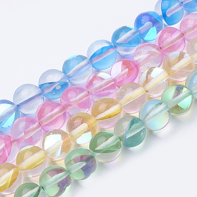 Synthetic Moonstone Beads Strands G-S283-6mm-M1-1