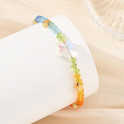 AB Color Glass Star and K9 Glass Faceted Bicone Beaded Bracelets for Women BJEW-TA00772-1