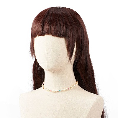 Acrylic Imitation Pearl Beaded Necklace for Women NJEW-JN03915-1