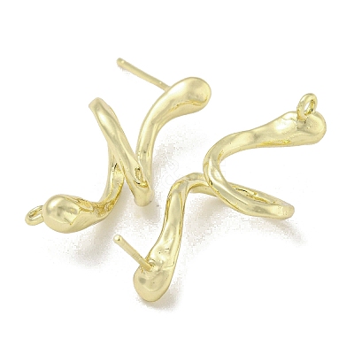 Brass Ear Studs Findings LS-KK-R154-02G-1
