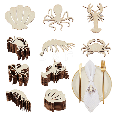 100Pcs 5 Styles Unfinished Wooden Cutouts WOOD-OC0002-87-1