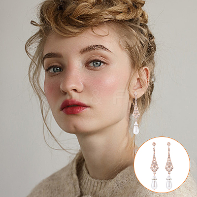 2 Pairs 2 Colors Plastic Pearl Dangle Stud Earrings with Rhinestone EJEW-AN0004-19-1