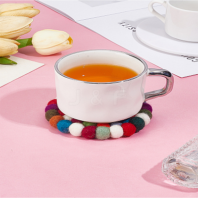 1Pc Round Wool Felt Ball Coasters AJEW-LP0005-94-1