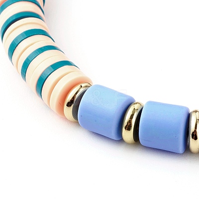 Handmade Polymer Clay Beads Stretch Bracelets Sets BJEW-JB06353-02-1