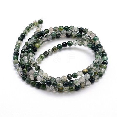Natural Moss Agate Round Bead Strands G-J303-07-6mm-1