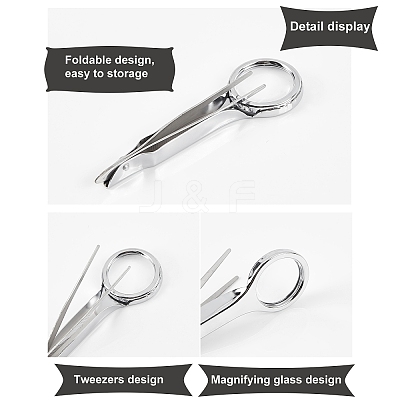 Tweezers Stainless Steel Clip Magnifier AJEW-CA0001-08-1
