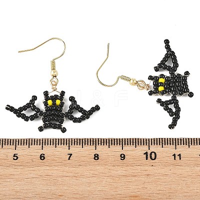Halloween Glass Seed Bead Dangle Earrings EJEW-MZ00769-03-1