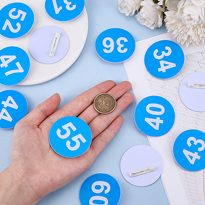 1 Set Round ABS Plastic Number 31~60 Brooches Sets JEWB-OC0001-02C-1