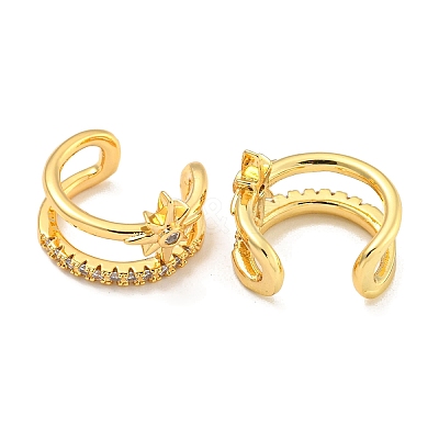 Brass Micro Pave Cubic Zirconia Cuff Earrings EJEW-C104-102G-1