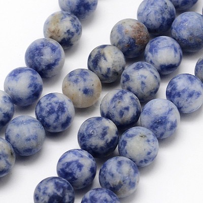 Natural Blue Spot Jasper Round Bead Strands X-G-D679-8mm-1