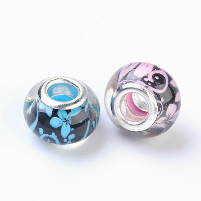 Large Hole Flower Pattern Resin European Beads OPDL-R120-M1-1