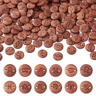 240Pcs 12 Style Laser Cut Wood Connector Charms WOOD-CD0001-34-1