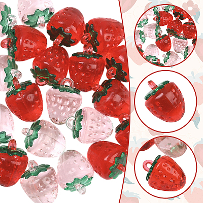 24Pcs 2 Colors Transparent Acrylic Pendants OACR-SC0002-51-1
