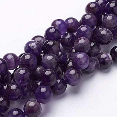 15 inch Round Natural Amethyst Beads Strands GSR12mmC062-1