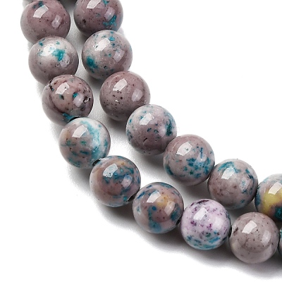 Natural Dyed Marble Beads Strands G-P593-6mm-07-1