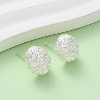 Brass Textured Stud Earrings EJEW-A143-02E-S-1