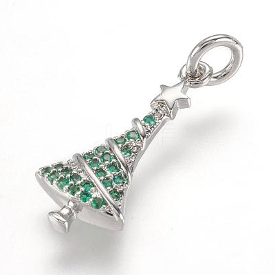 Brass Micro Pave Cubic Zirconia Pendants ZIRC-G107-15P-1