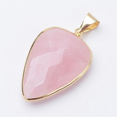 Faceted Natural Rose Quartz Pendants G-F340-02B-1