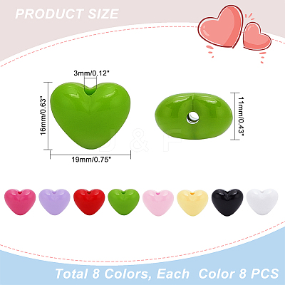 64Pcs 8 Colors Opaque Acrylic Beads SACR-PH0001-51-1