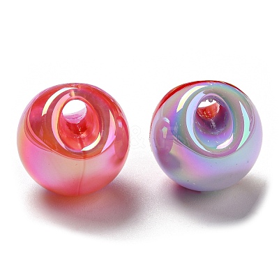 UV Plating Rainbow Iridescent Opaque Acrylic Beads MACR-D081-05-1