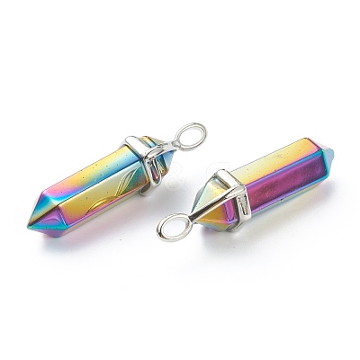 Electroplate Non-Magnetic Synthetic Hematite Pointed Pendants G-M378-01P-B01-1