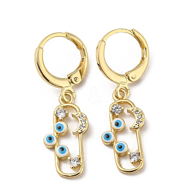 Golden Brass Dangle Leverback Earrings EJEW-A033-23G-04-1