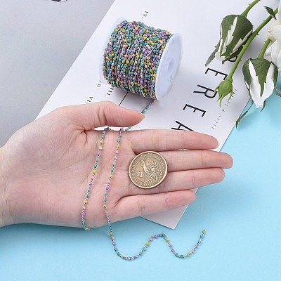 304 Stainless Steel Enamel Twisted Chains X-STAS-R100-40B-1