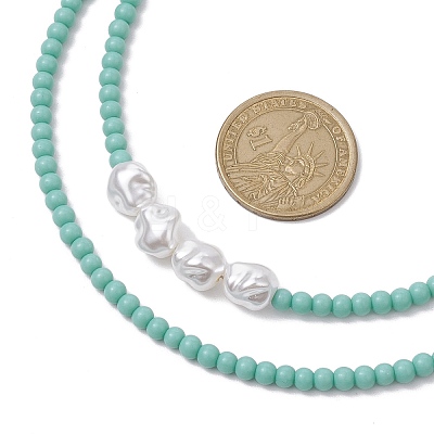 Plastic Imitation Pearl with Glass Necklace NJEW-JN04850-1