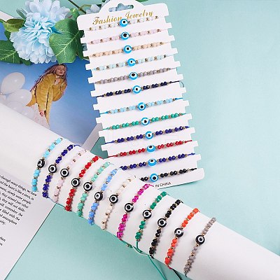 Adjustable Waxed Cord Braided Bead Bracelets BJEW-SZC0001-03B-1