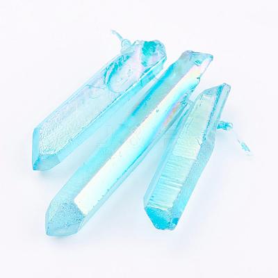 Electroplated Natural Quartz Crystal Graduated Beads Strands G-P315-A07-1