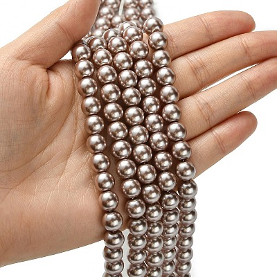 Eco-Friendly Dyed Glass Pearl Round Beads Strands HY-A008-8mm-RB046-1