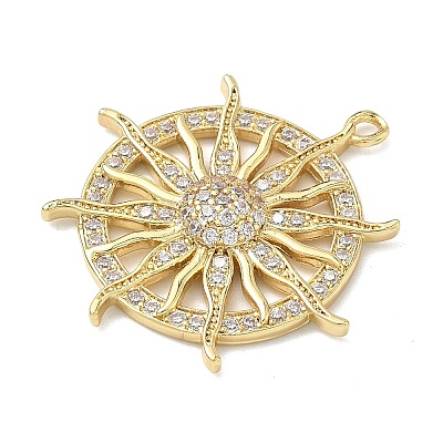Brass Micro Pave Clear Cubic Zirconia Pendants KK-I476-06G-1