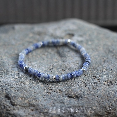 Natural Blue Spot Jasper Rondelle Beaded Stretch Bracelets UT5328-6-1