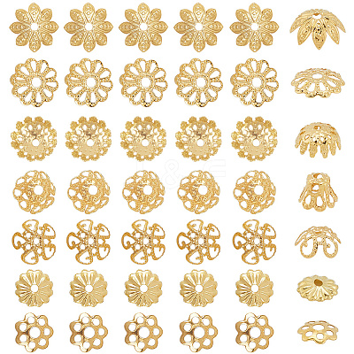 800Pcs 7 Styles Iron Bead Caps IFIN-PA0001-09G-1