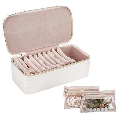 Portable Travel PU Leather Jewelry Organizer Handled Boxes CON-WH0107-71A-1
