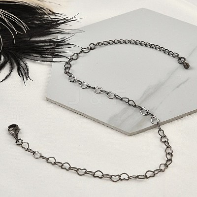 Brass Heart Link Bracelets for Women BJEW-G735-07B-1