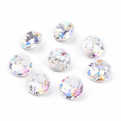 Pointed Back & Back Plated K9 Glass Rhinestone Cabochons RGLA-J012-10mm-101-1