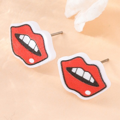 Wood Stud Earrings EJEW-M063-01F-1