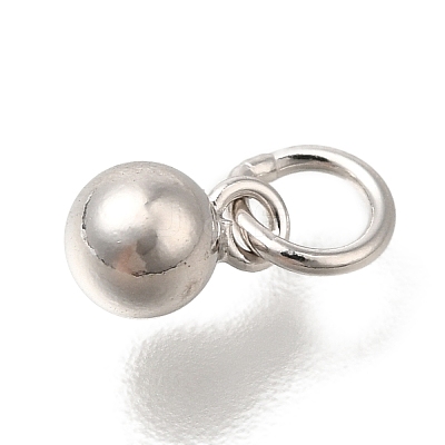 Rhodium Plated 925 Sterling Silver Round Charms STER-G043-08A-P-1