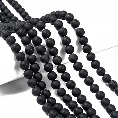 Dyed & Heated Natural Black Agate Bead Strands G-H056-8mm-1