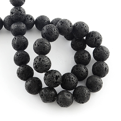 Natural Lava Rock Gemstone Round Bead Strands G-R285-8mm-06-1