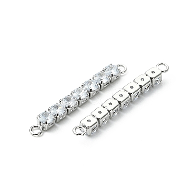 SHEGRACE Brass Pave Clear Cubic Zirconia Connector Charms XGRQ3P964-643P-1
