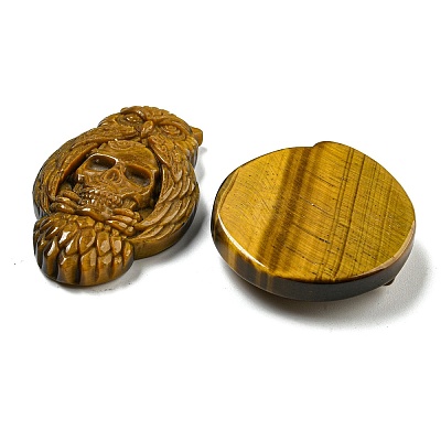 Halloween Natural Tiger Eye Carved Cabochons G-U006-03-1