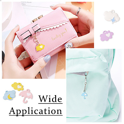24Pcs 12 Style Spray Painted Alloy Pendants FIND-TA0002-55-1