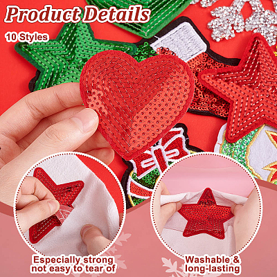 Christmas Theme Computerized Embroidery Polyester Iron On/Sew On Patches DIY-PH0023-25-1
