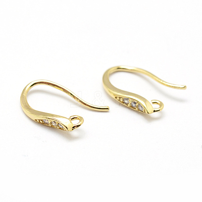 Brass Micro Pave Cubic Zirconia Earring Hooks ZIRC-P071-30G-NR-1