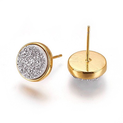 Druzy Resin Earrings KK-E724-S-04G-1
