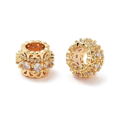 Brass Micro Pave Clear Cubic Zirconia European Beads KK-S394-03A-1