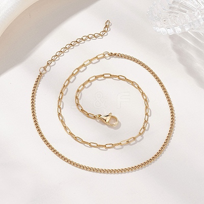 304 Stainless Steel Twisted Chain Paperclip Chain Necklaces NJEW-JN05781-02-1