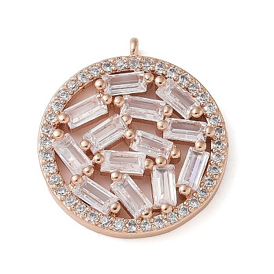 Brass Micro Pave Cubic Zirconia Pendants KK-C086-01RG-1